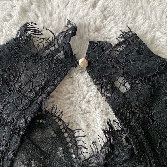 Francescas Black Sleeveless Low Back Lace Midi Dress Size L - Picture 8 of 10